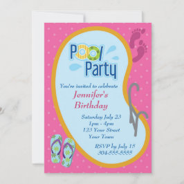 Invitación Flip Flop Pool Fiesta Cumpleaños