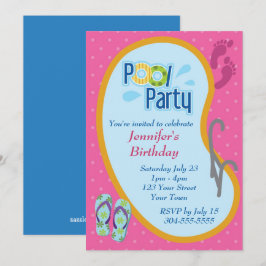 Invitación Flip Flop Pool Fiesta Cumpleaños