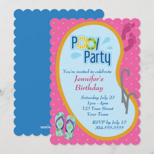 Invitación Flip Flop Pool Fiesta Cumpleaños