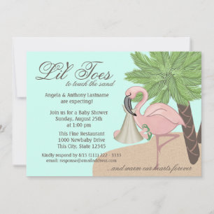 Invitación Flip Flop y Flamingo Baby Shower