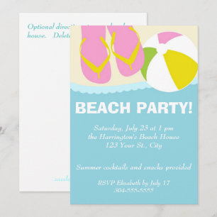 Invitación Flip Flops de Fiesta de playa