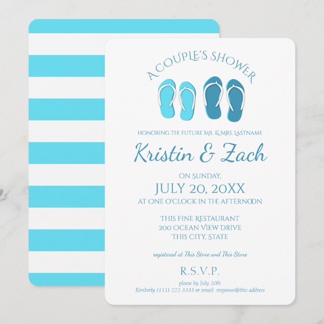 Invitación Flip Flops Ducha de pareja (Anverso / Reverso)