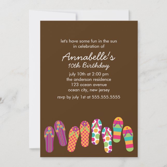 Invitación Flip Flops Pool y Summer Fiesta (Anverso)