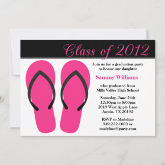 Invitación Flip Flops rosa y negro, Fiesta de graduación 2012