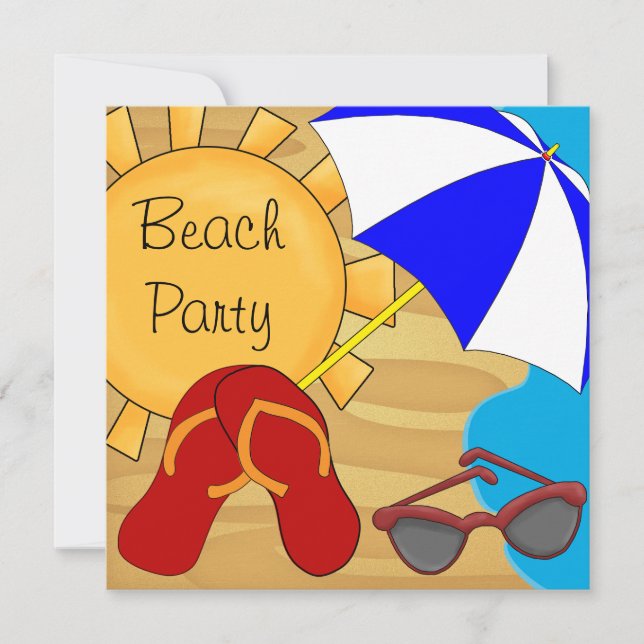 Invitación Flip Flops Sungafas Beach Birday Party (Anverso)