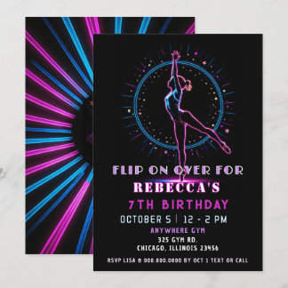 Invitación Flip On Fun Neon Glow Birday