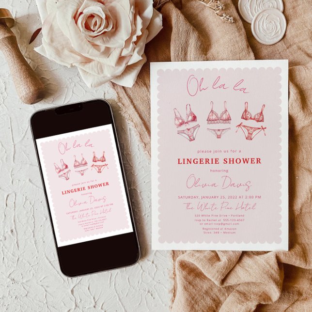 Invitación Flirty Pink Lingerie Bridal Shower Bachelorette (Subido por el creador)