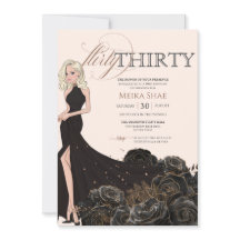 Flirty Thirty Glam Black & Rosa Gold 30 cumpleaños