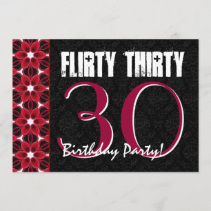 Invitación Flirty Treinta y Treinta Años Fiesta Rosa y Negro