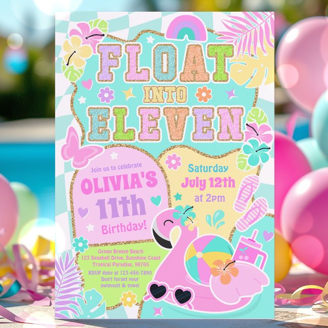 Invitación Float Into Eleven Varsity Preppy Chica 11º Fiesta (Subido por el creador)