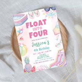 Invitación Float Into Four - Cumpleaños de Summer Girl