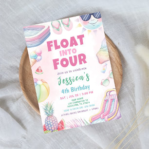 Invitación Float Into Four - Cumpleaños de Summer Girl