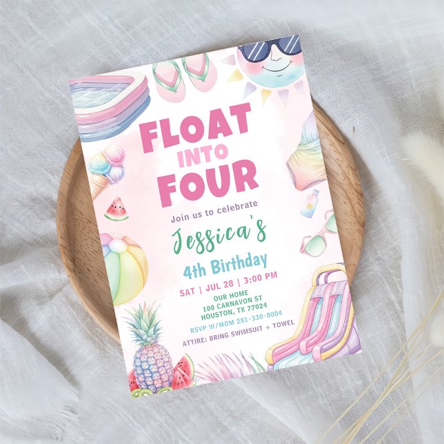 Invitación Float Into Four - Cumpleaños de Summer Girl (Subido por el creador)
