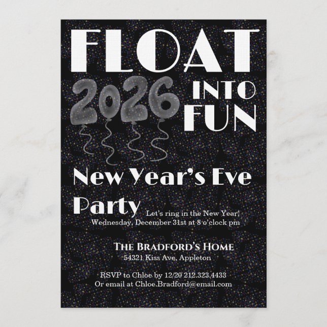 Invitación Float into Fun New Year’s Eve Invitation (Anverso)