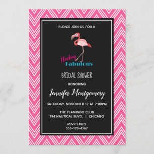 Invitación Flocking Fabulous con ducha de novia Flamingo rosa