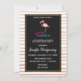 Invitación Flocking Fabulous con Flamingo rosa Cumpleaños
