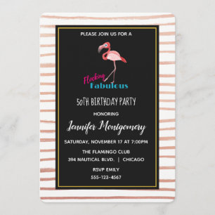 Invitación Flocking Fabulous con Flamingo rosa Cumpleaños