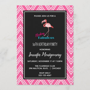 Invitación Flocking Fabulous con Flamingo rosa Cumpleaños