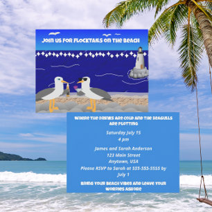 Invitación Flocktails en la Playa Casual Gaviotas Divertida
