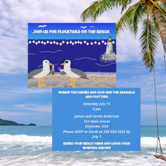 Invitación Flocktails en la Playa Casual | Gaviotas Divertida