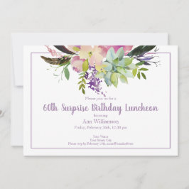 Invitación Flor acuarela 60 cumpleaños sorpresa