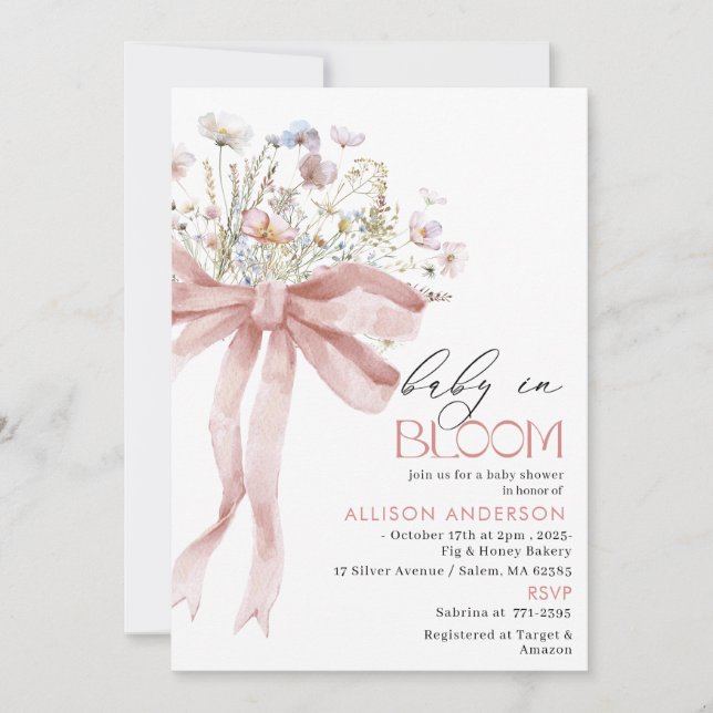 Invitación Flor acuática bebé en una ducha de bebé en Bloom (Anverso)