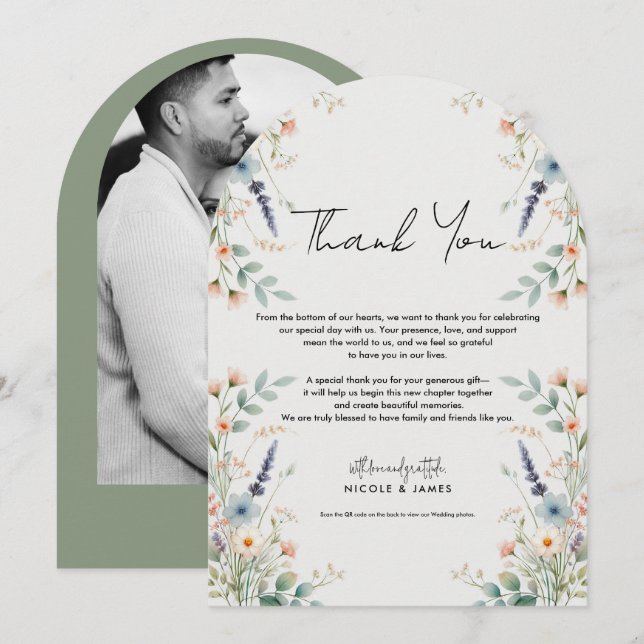 Invitación Flor acuática Floral primavera gracias (Anverso / Reverso)