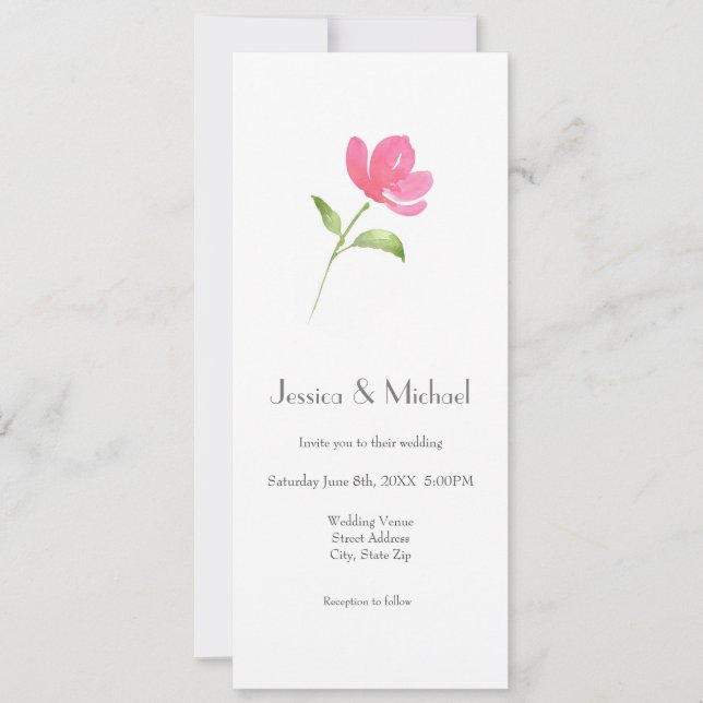 Invitación Flor acuática rosa 3 (Anverso)