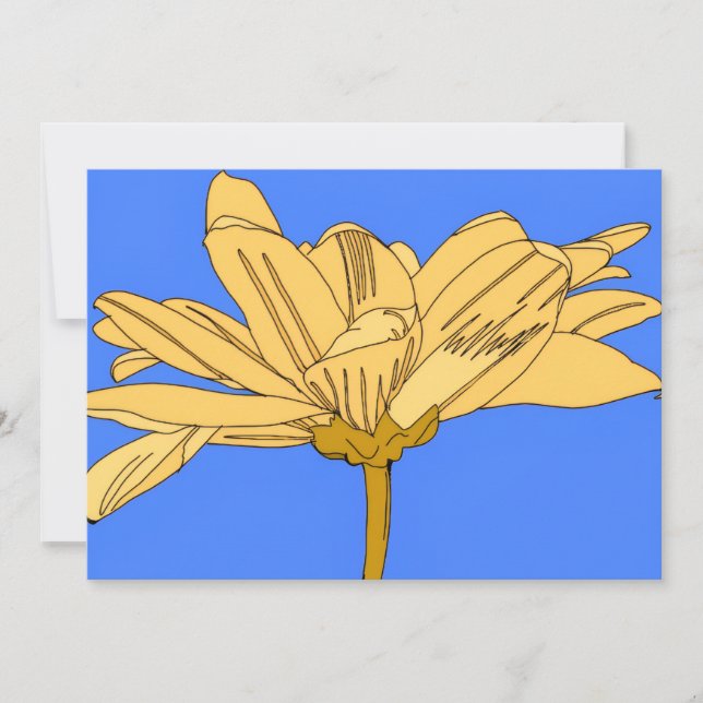 Invitación Flor amarilla, azul y amarillo (Anverso)