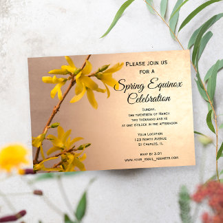 Invitación Flor Amarilla de Forsitia Celebración del Equinoxi
