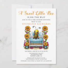 Invitación Flor Amarilla dulce pequeña cuna de abeja Baby Sho