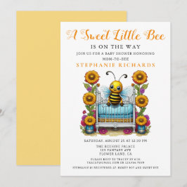 Invitación Flor Amarilla dulce pequeña cuna de abeja Baby Sho