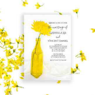 Invitación Flor amarilla en el Boda de la vesícula