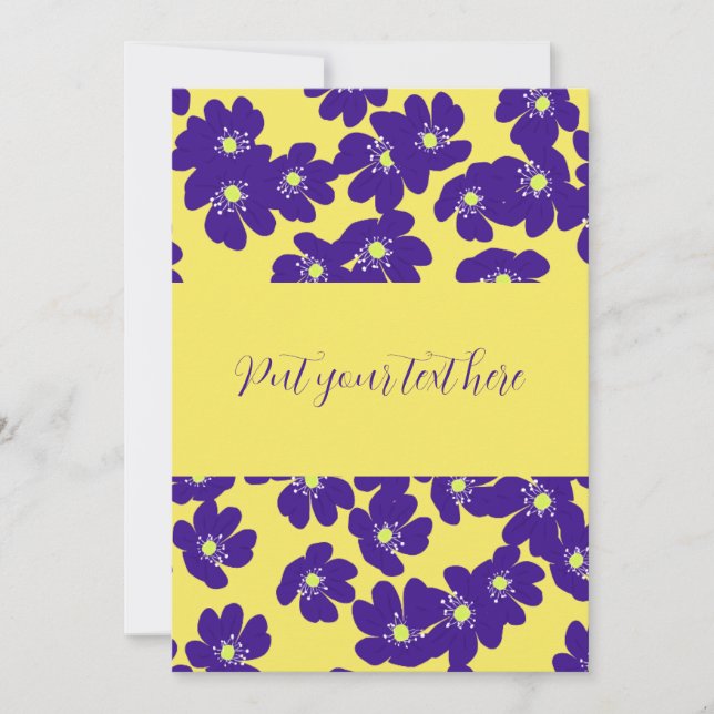 Invitación Flor amarilla y púrpura personalizada (Anverso)