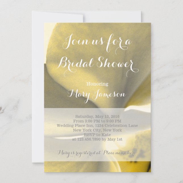 Invitación Flor artística en tonos amarillos - ducha de novia (Anverso)