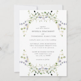 Invitación Flor azul acuarela Elegante Boda