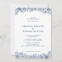 Flor azul blanca elegante Boda simple