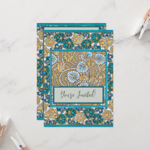 Invitación flor azul de ciclamen arte nuevo botánica