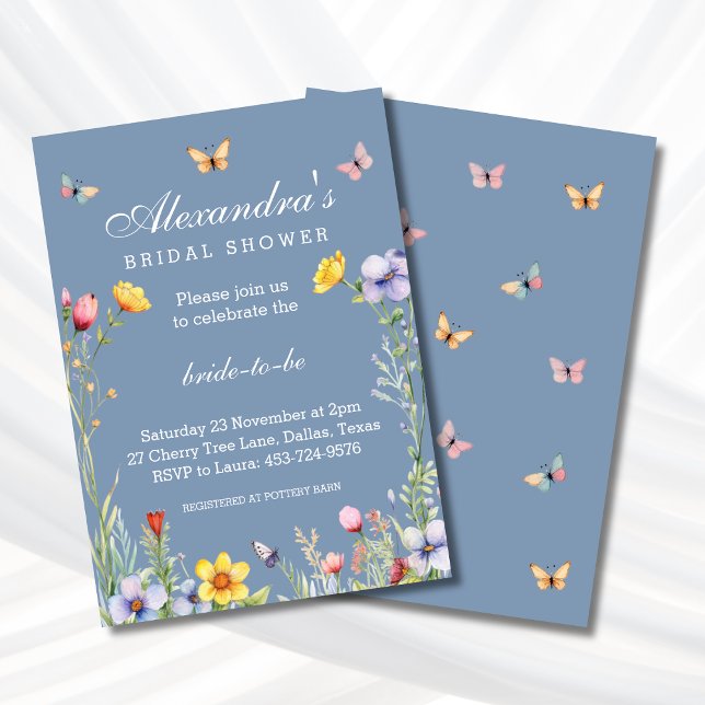 Invitación Flor azul de mariposa silvestre primavera ducha de (Subido por el creador)
