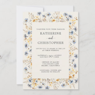 Invitación Flor azul dulce de presupuesto en un solo Boda