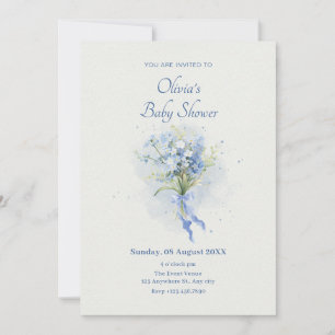 Invitación Flor azul en la ducha de bebé