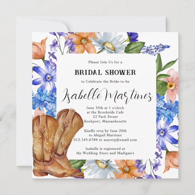Invitación Flor azul morado rosa silvestre Floral Brigada de  (Anverso)