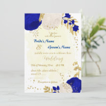 flor azul real y blanca boda botánico de oro