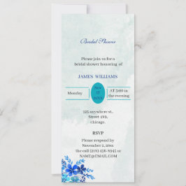 Invitación Flor azul rústica Ducha de novia personalizada