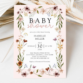 Invitación Flor Baby Shower Boho Wildflowers