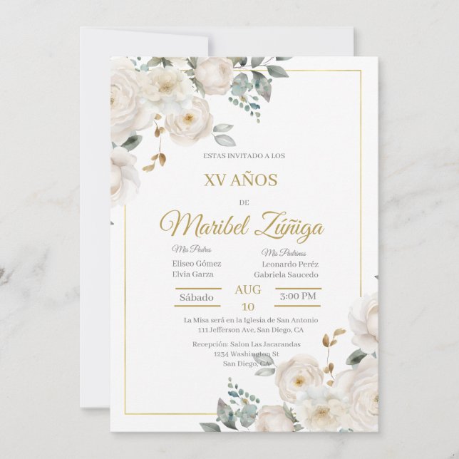 Invitación Flor blanca (Anverso)