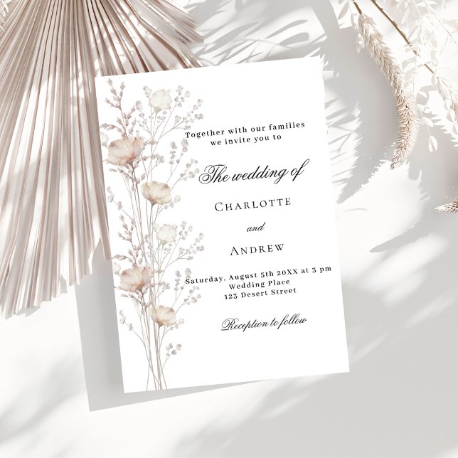Invitación Flor blanca beige boda (Subido por el creador)