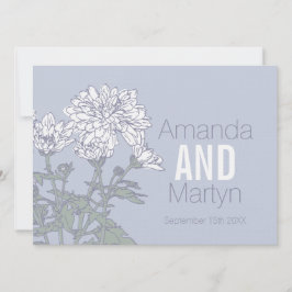 Invitación Flor blanca crisantemo boda sobre boda gris