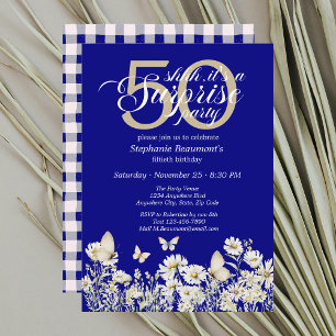 Invitación Flor blanca de mujer sorprende 50 años