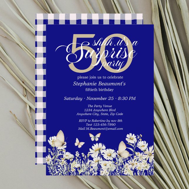 Invitación Flor blanca de mujer sorprende 50 años (Subido por el creador)